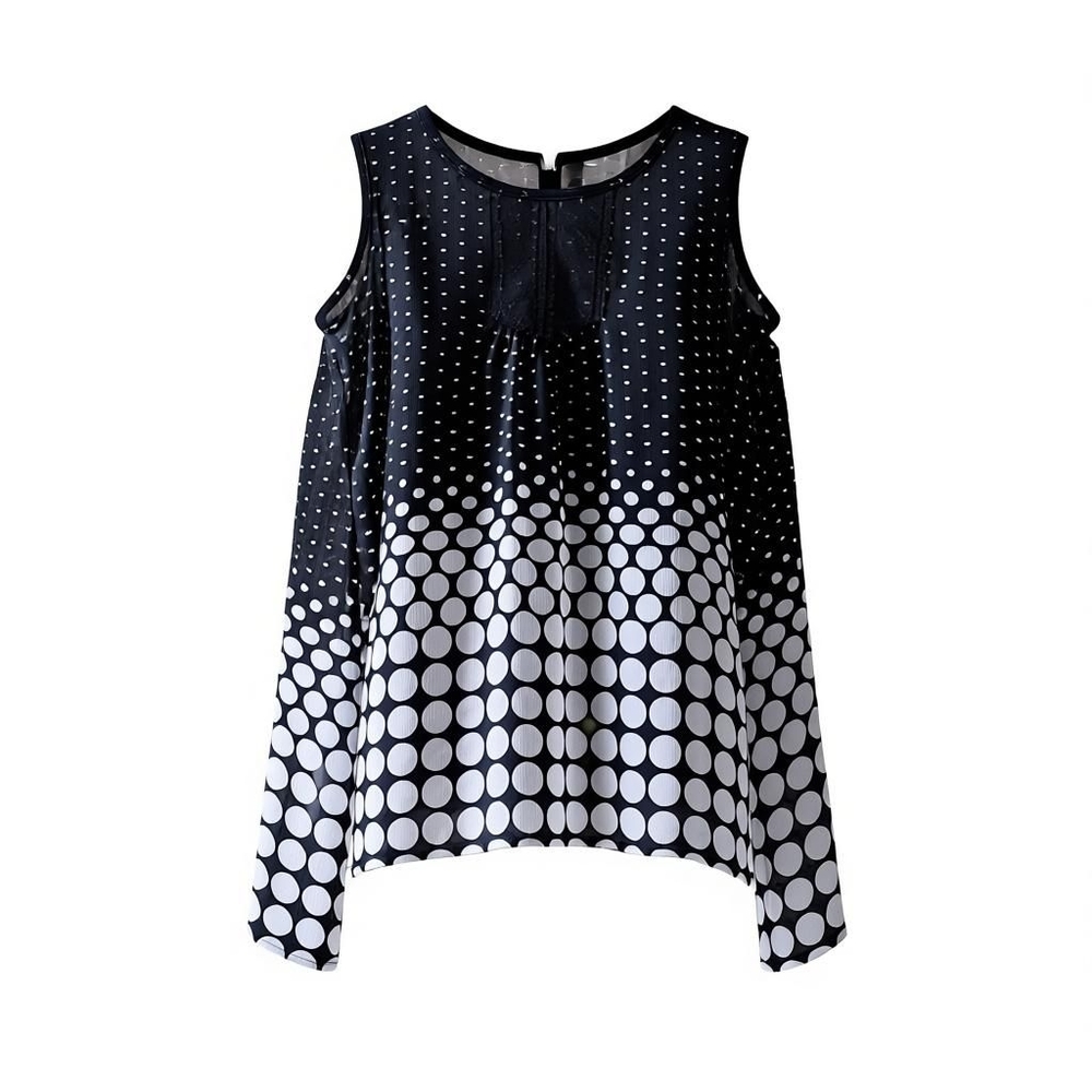 Style & Co. Black White Polka Dot Ombre Sleeveless Tunic Top Medium M